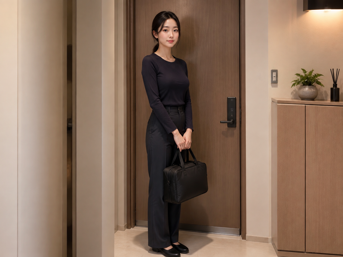 여주 방문 홈케어 일정을 준비하는 젊은 성인 한국 여성 관리사